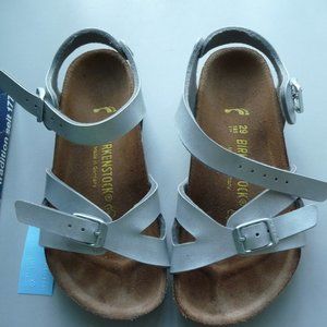 Birkenstock Kids White Leather Double Strap Sandals